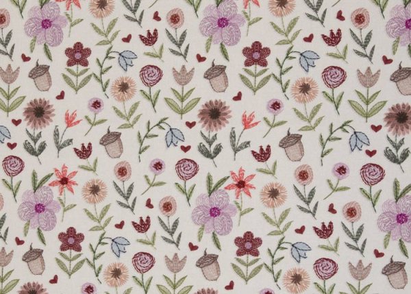 Embroidery Flowers Swafing French Terry embroidery look